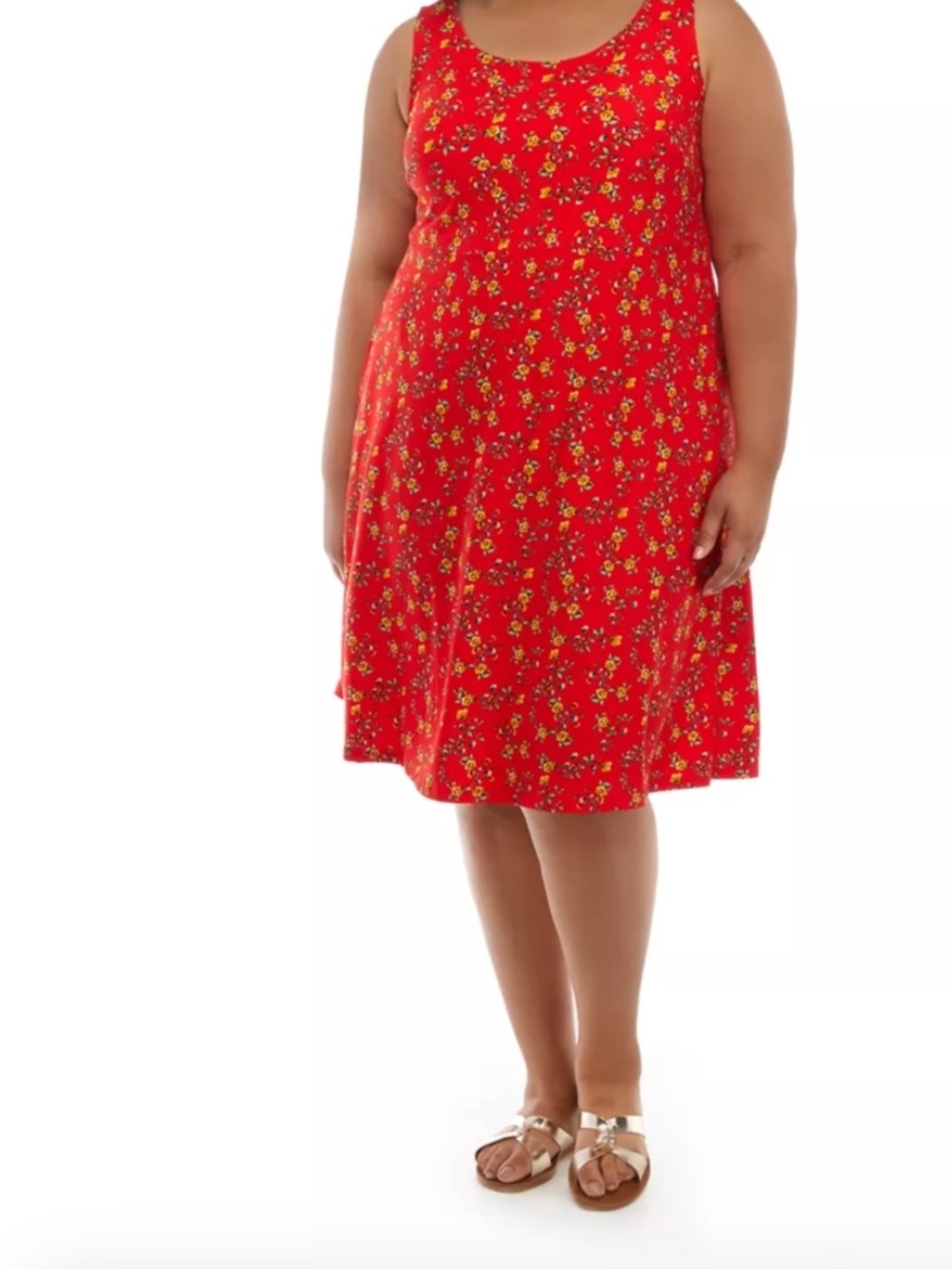 52seven Plus Size  Red Floral A-Line Dress by -sz 1X